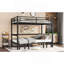 Twin XL over Twin XL size pull-out Metal Bunk Bed, lower bunk can be pulled out in three sections, top bunk equipped with safety rails, black.