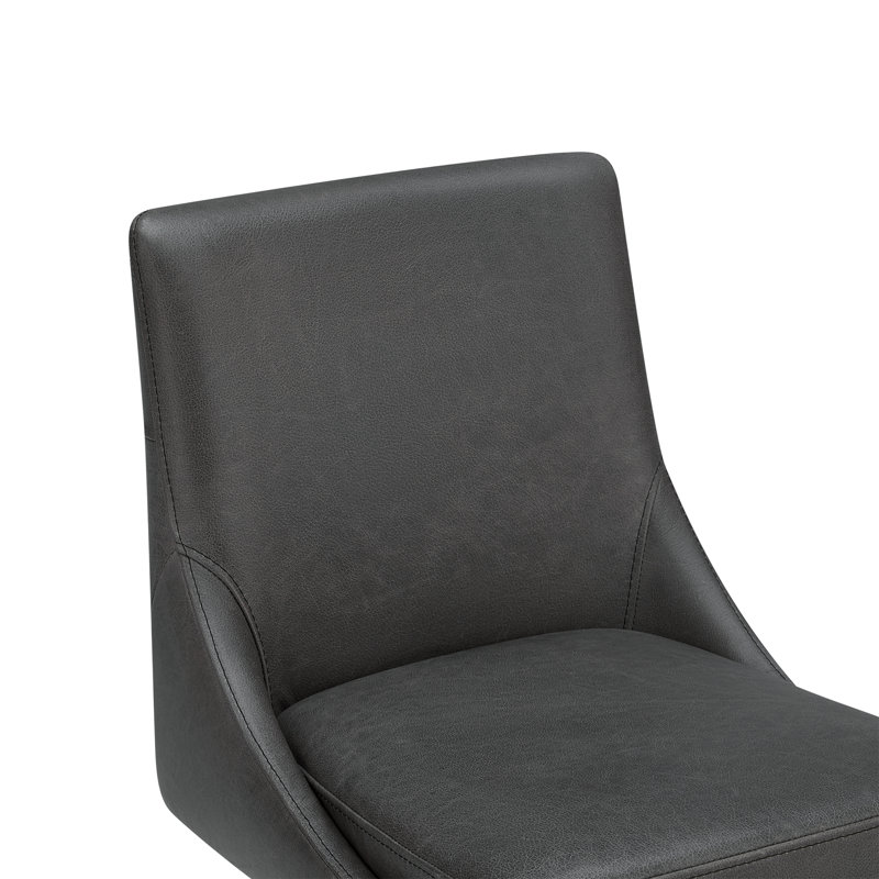 Tabouret de bar et de comptoir pivotant en cuir véritable Zahara Neri (ensemble de 2), Noir de Marseille