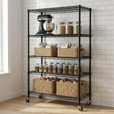 4-Tier Adjustable Heavy-Duty Wire Shelving Unit, Rust-Resistant Metal Storage Rack