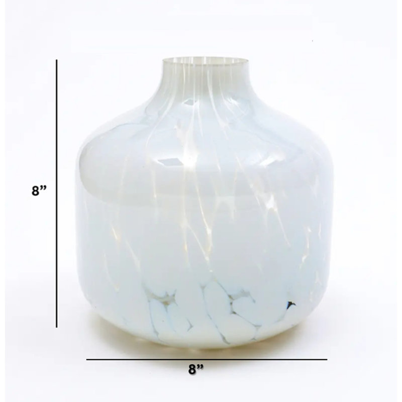 Vase | Vase en verre blanc élégant Elegant | Décoration de table élégante pour les maisons contemporaines | 8 po