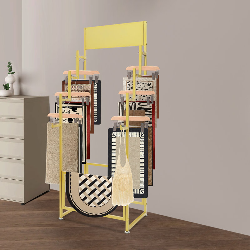 Floor Standing Carpet Display Stand, Gold