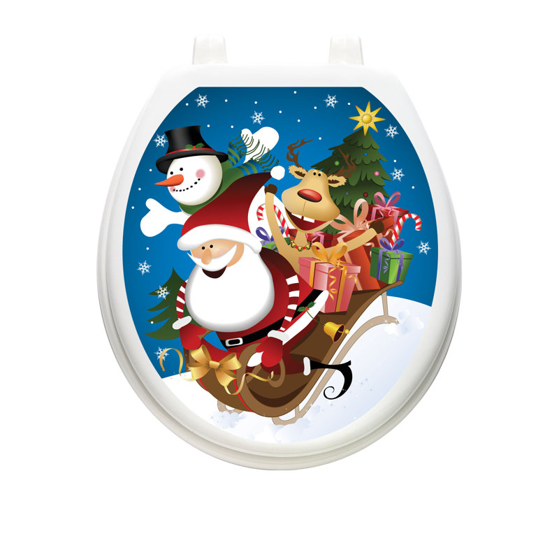 Adhésif décoratif pour siège de toilette Holiday Joy Ride, Rond