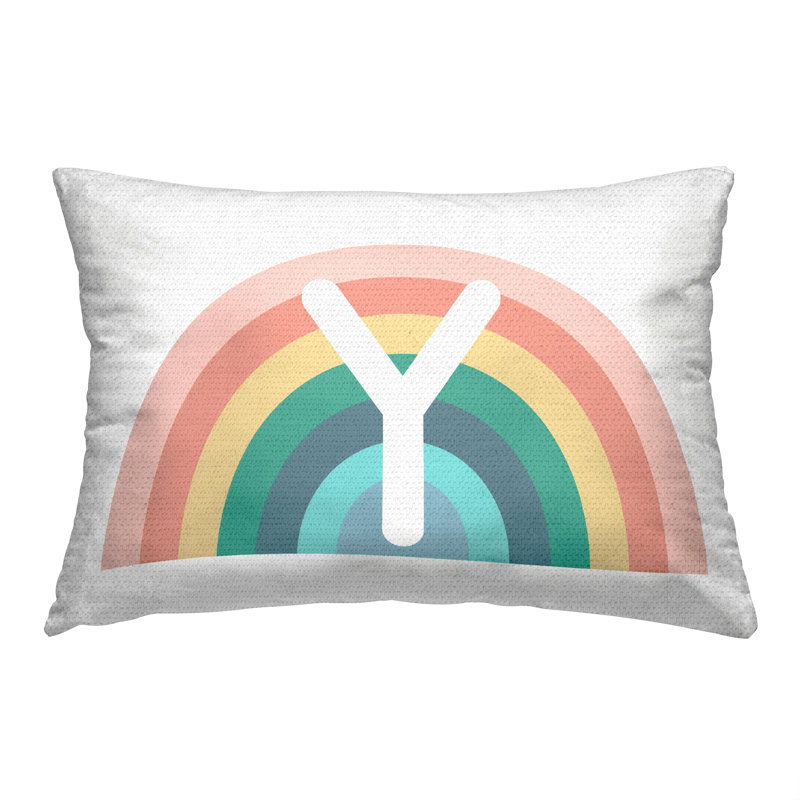 Coussin d'extérieur Rainbow Initiale Y imprimé par Daphne Polselli, Y