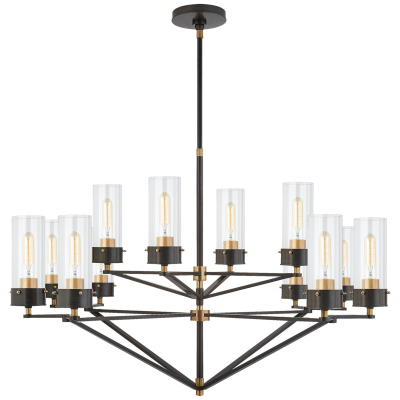 Thomas O'Brien Marais Large Chandelier, Bronze/Antique Brass, Transparent