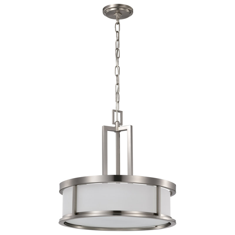 Lustre tambour 4 lumières Floyd, Non, Nickel brossé