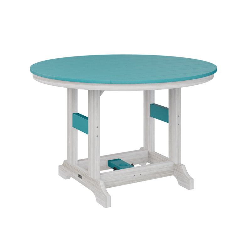 Garden Classic Outdoor Round Bar Table, 39.5" H x 48" W x 48" D, Seashell, Aruba Blue