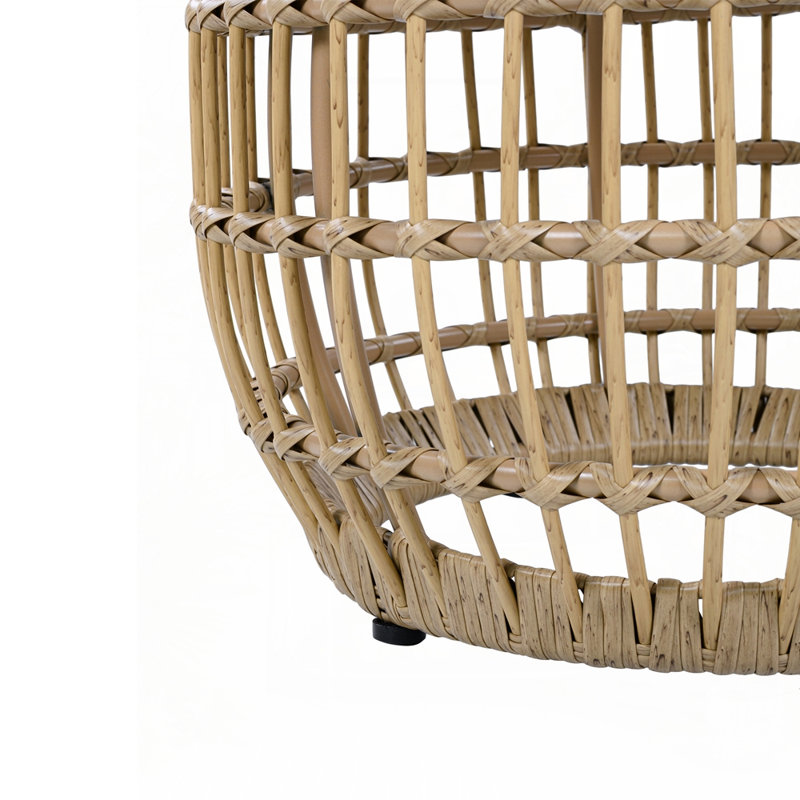 Table d'appoint d'extérieur en bois d'acacia avec base en osier
