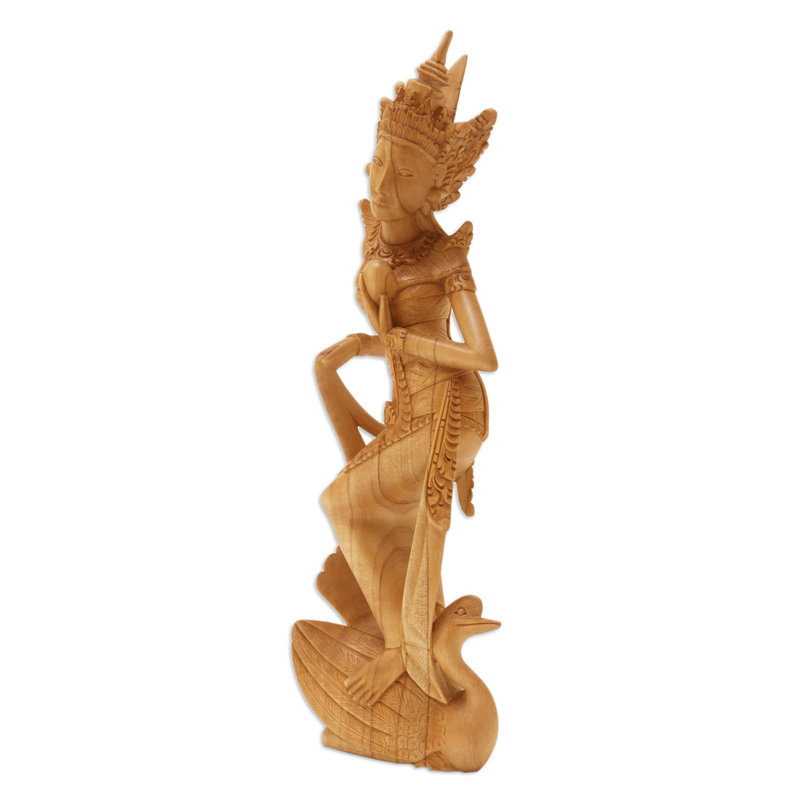 Sculpture Bungalow en bois fait à la main sauge Saraswati