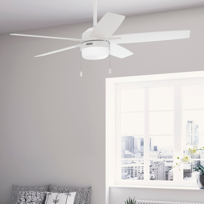 44" Anisten ENERGY STAR® 5-Blade Standard Ceiling Fan with Pull Chain and LED Light Kit Included, 4.14" H x 52" W x 52" D