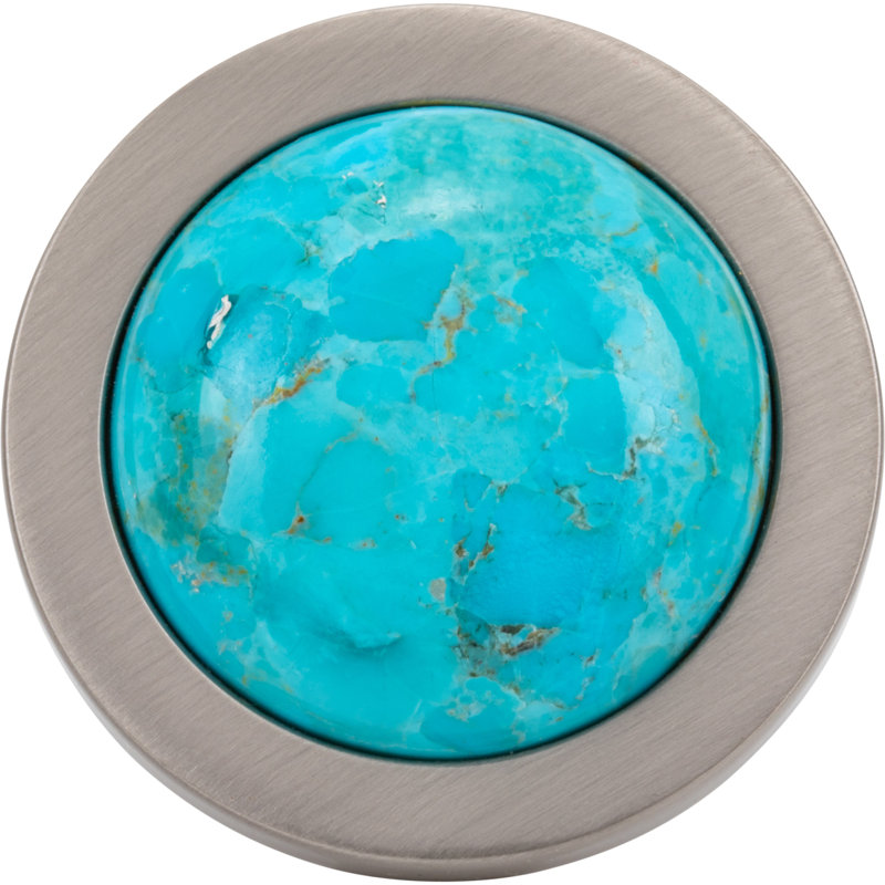 Firesky Diameter Knob, Mohave Turquoise, Brushed Satin Nickel