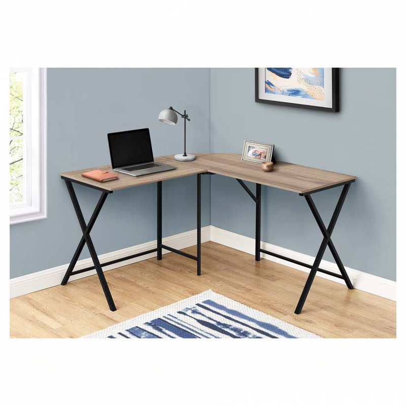 Bureau d'ordinateur en L Home Office, Taupe / Noir