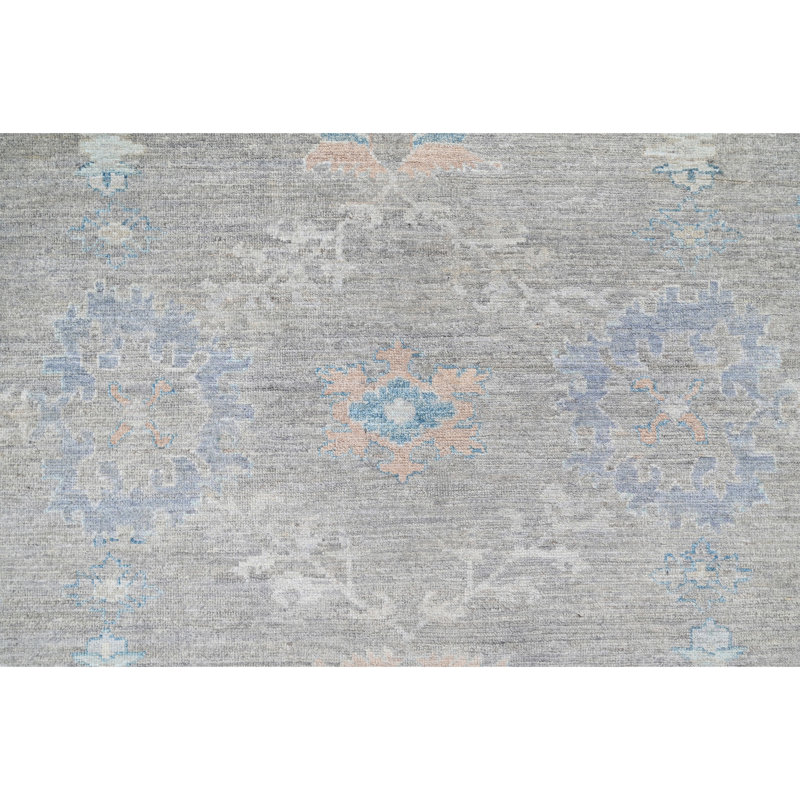 Tapis gris foncé et gris noué à la main de haute qualité