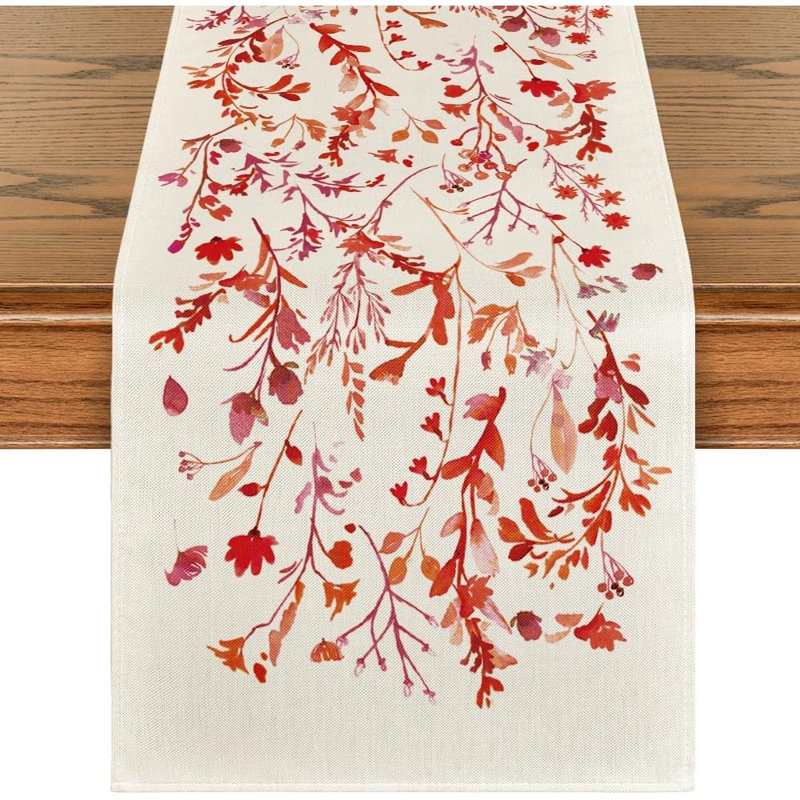 Chemin de table Floral Leaves, Wild Flowers Seasonal Ki ...