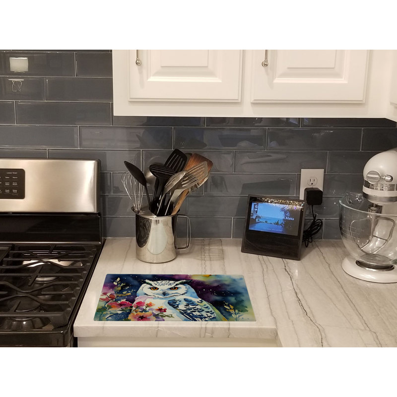 Snowy Owl Glass Cutting Board