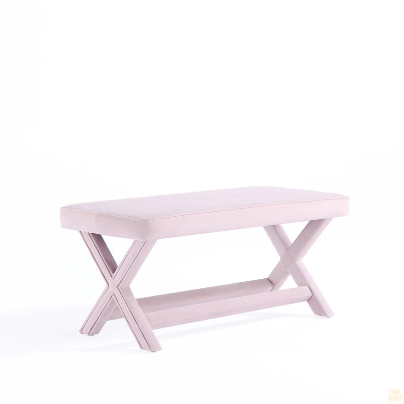 Velvet Upholstered Bench, Pink