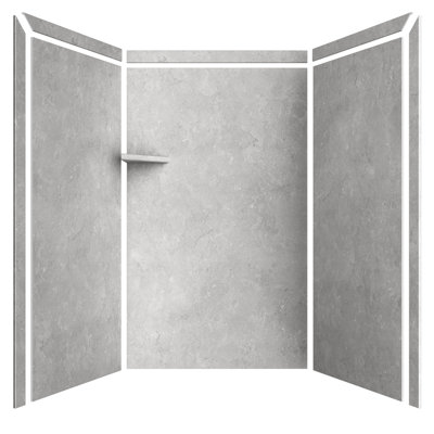Contour de douche à 3 panneaux FlexStone Elegance l 48 po x P 36 po x H 80 po Tundra