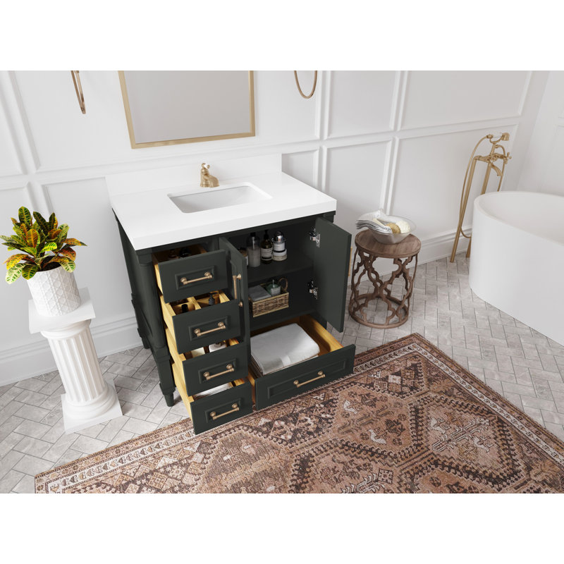 Aberdeen 36'' Single Bathroom Vanity with Top, Calacatta Nuvo