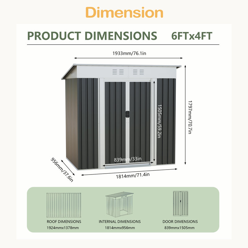 Remise de jardin 6 x 4 pi pour patio à l'extérieur