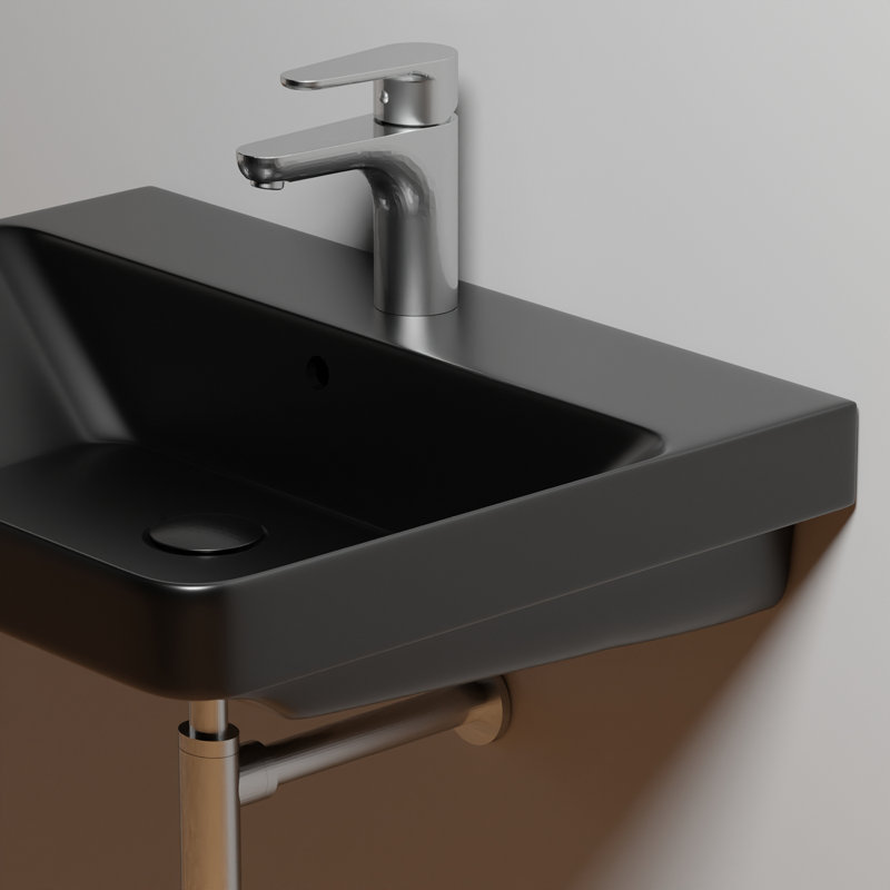 Luxury 23.8'' L Bathroom Sink, Single Faucet Hole, Matte Black