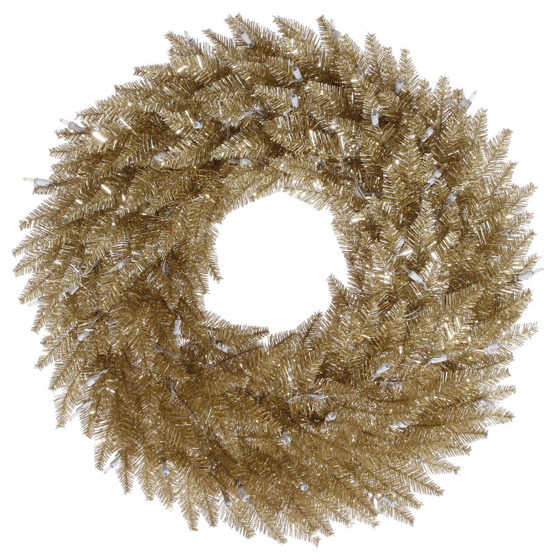 Colorful artificial Christmas wreath, unlit, H 60 po x l 60 po x P 3 po, Champagne