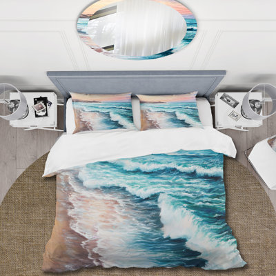 Ensemble de housse de couette en microfibre bleu / brun / blanc Corene