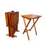 Tables à collation pliantes avec support de rangement, bois massif, miel, pour plus de commodité, rangement pratique pour 4 tables, solution pratique