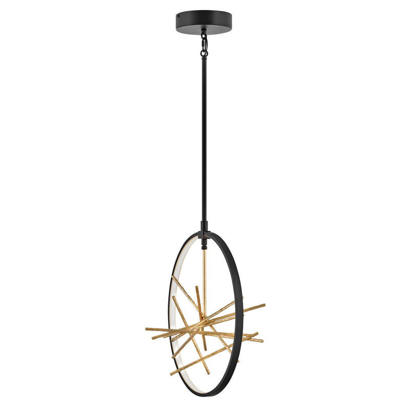 Styx Integrated LED Open Frame Circular Pendant - Black w/ Gilded Gold Branches