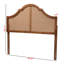 Tête de lit en rotin Reno noyer cendré avec grand lit arqué festonné, H 59,71 po x l 60,97 po x P 1,31 po