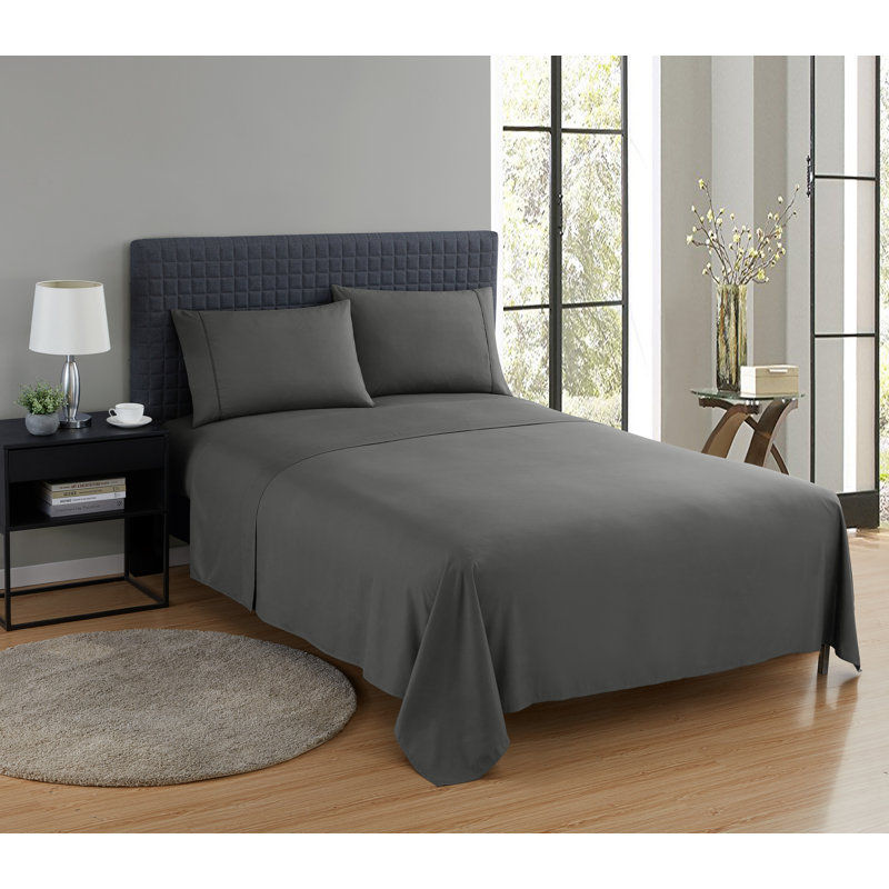 Microfiber - Set of 3, King Sheet Set with 2 Pillowcases, Gray