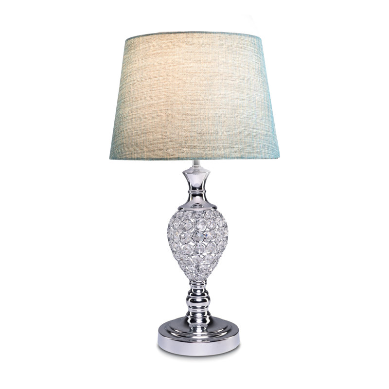 Colten Chrome Crystal Decorative Modern Table Lamp, Blue