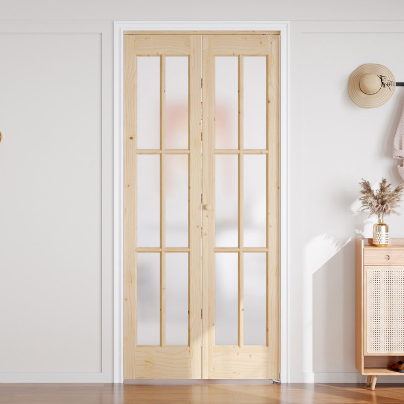 Porte pliante en verre massif non fini avec trousse de quincaillerie d'installation, 36 po x 80 po, 2