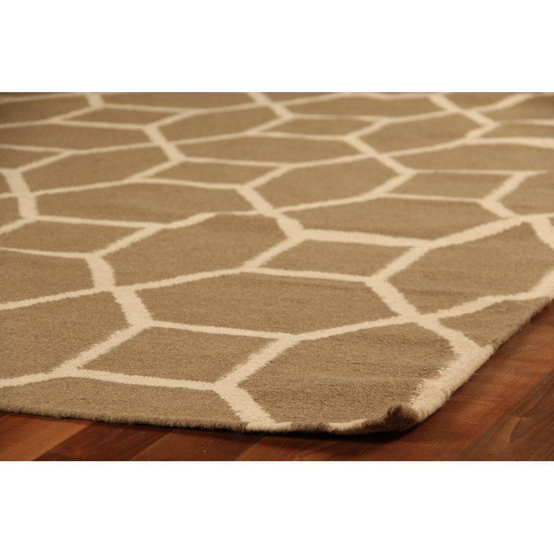 Wool Geometric Area Rug in Sage, Rectangle 11'6" x 14'6"