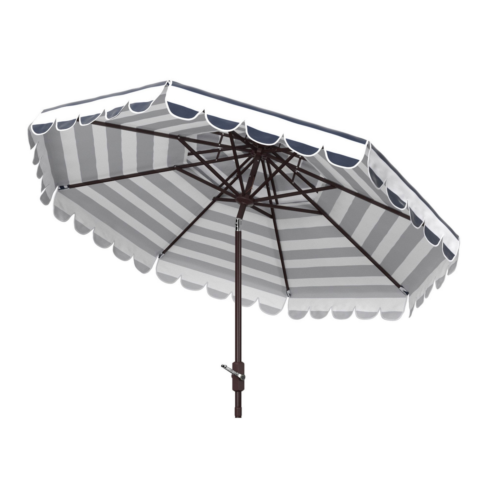 Cali 101.2'' Outdoor Umbrella, Navy/White, Brown