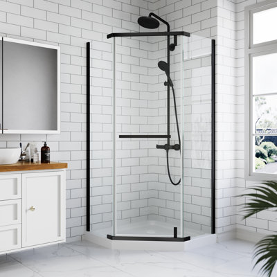 Cabine de douche d'angle sans cadre avec verre trempé cristallin l 36 po x H 72 po Neo Angle