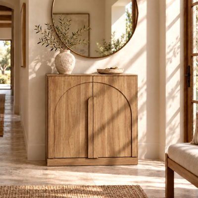 Buffet avec portes et tablette en bois, brun clair