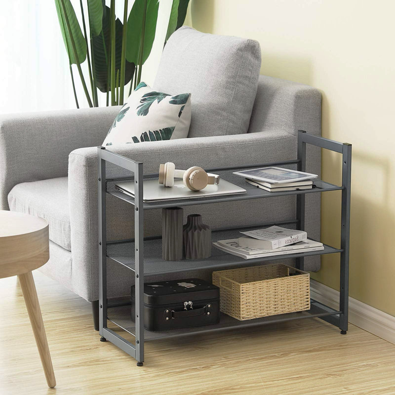 9 Pair Stackable Shoe Rack, Dark grey