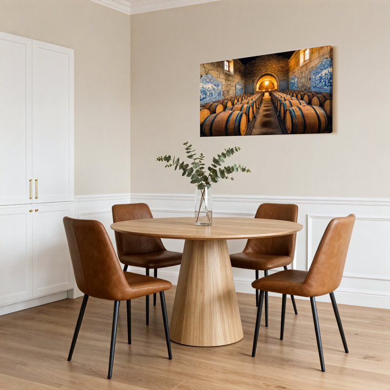 Ensemble de 1 tableau sur toile représentant une cave à vin carrelée de carreaux bleus, 4020
