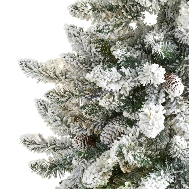 Sapin de Noël artificiel en flocage de PVC artificiel blanc et pin 5 pi