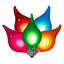 15 lights x 15' Mulitcolor LED G45 Glass Flame Tip light set. 12" spacing on green wire.