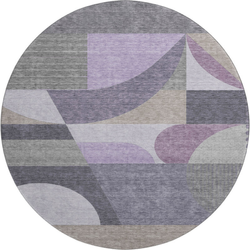 Premium Machine Washable Slesnick AMF1667 Mid Century Rug, Round 8'