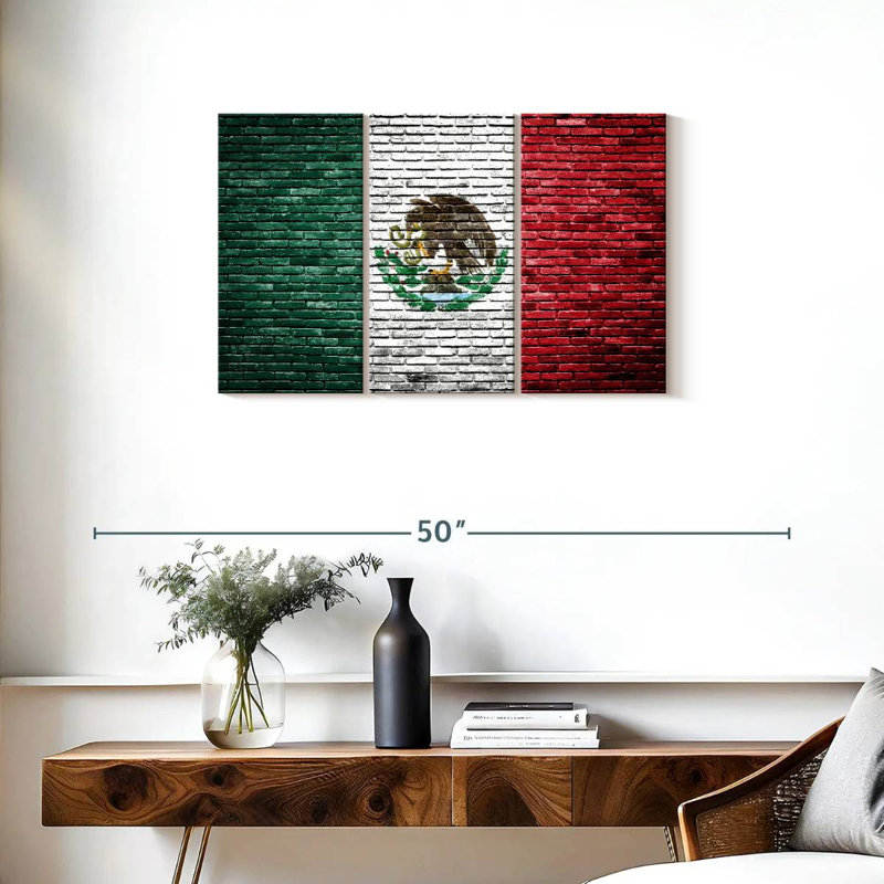 Borges Bricked Mexican Flag, 20" H x 33" W
