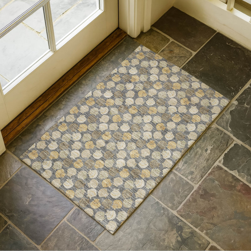 Tapis côtier intérieur / extérieur lavable à la machine ACN2986, Gris, 1 pi 8 po x 2 pi 6 po