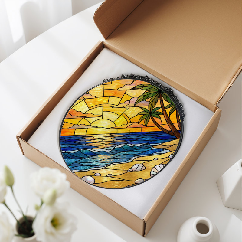 Vitrail 12 "H Sunset Beach, 12" H x 12" W