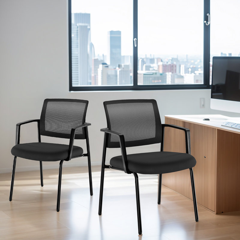 Chaise de bureau en polyester Lynnix, Noir