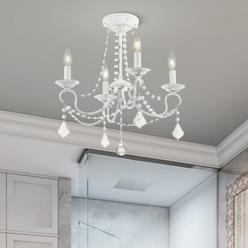 Fabio 4 - Light Dimmable Chandelier, Antique White