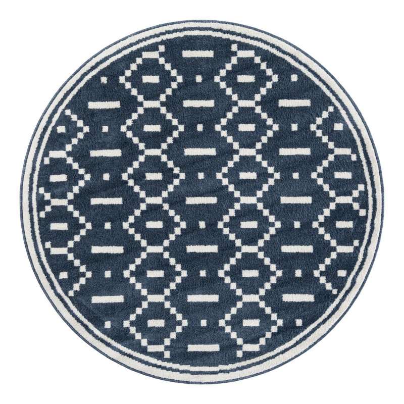Latitude Run® Begna Nikolis Rug Blue, Round 5'1"