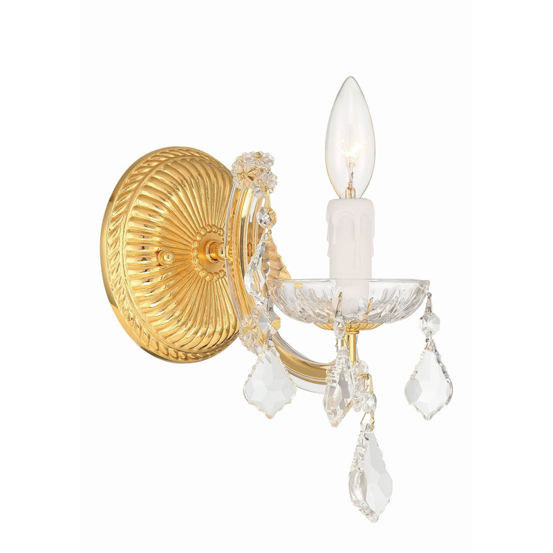 Lampe murale bougie 1 lumières Milan, Or, Majestueux bois poli