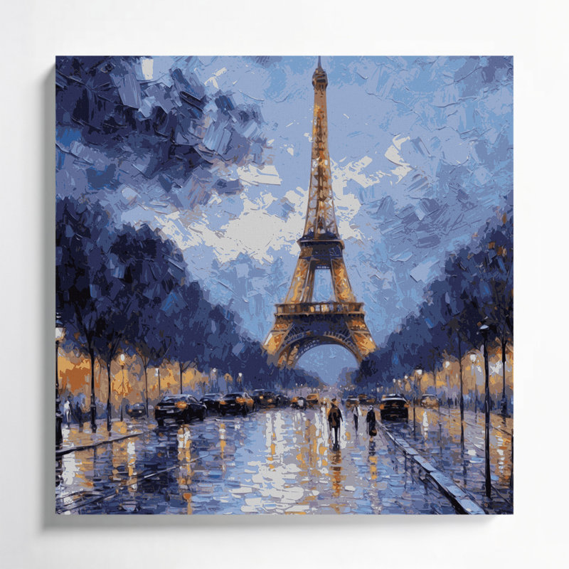 Art mural sur toile avec cités, Paris, France, H 12 po x l 12 po