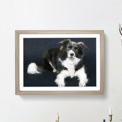 Resting Border Collie Dog - Picture Frame Painting Print