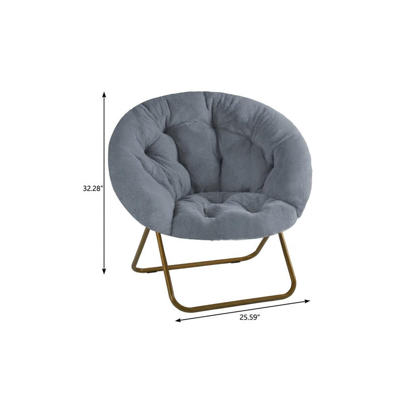  Chaise longue pliante en fausse fourrure grise, Gray
